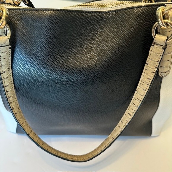 Authentic‎ Coach Ava Tote Large Black & Cream with Python Embossed Details - Picture 7 of 16